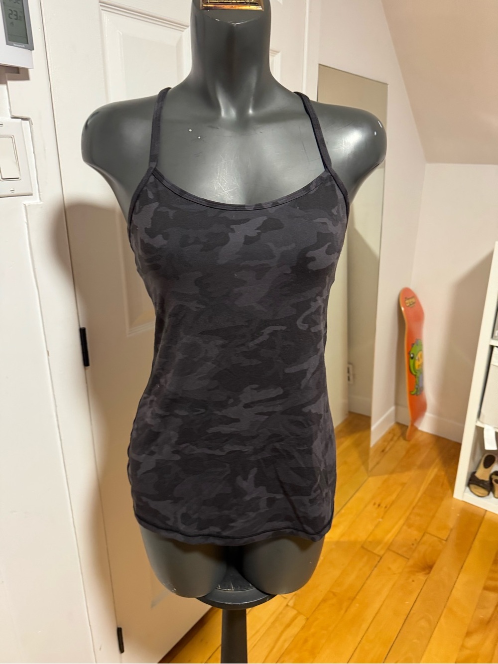 Black Camo Slim Fit Spaghetti Strap Tank Top